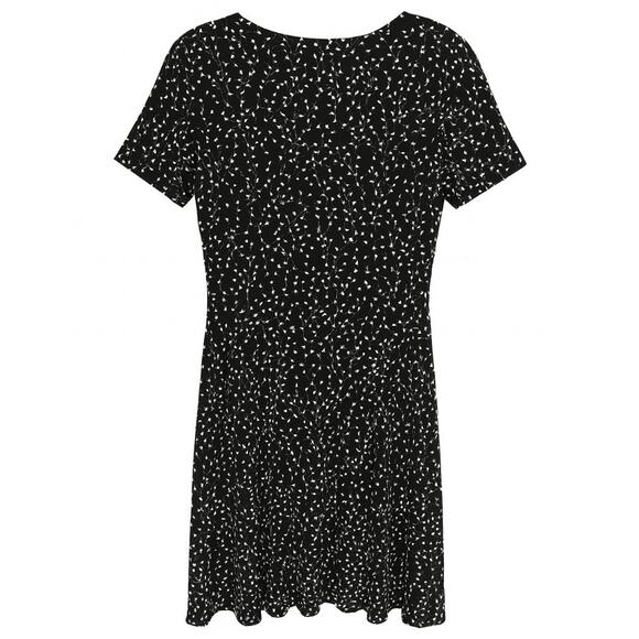 Vintage 90s Y2K Black Slinky Floral Print Mini Babydoll Grunge Dress Medium - Picture 3 of 5